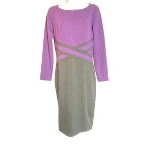 VFShow Womens Purple & Black Bodycon Dress With Cross Waist Detail & Long Sleeve